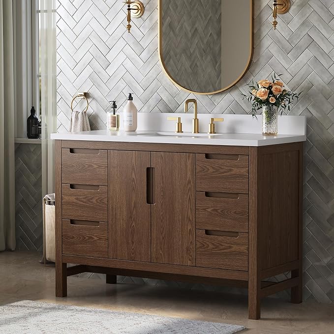 48 Inch Bathroom Vanity with Sink, Solid Wood Bathroom Cabinet with Soft - Image 6