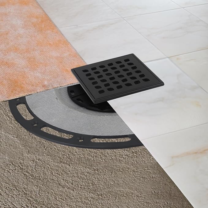 Square Shower Drain, 4-Inch Matte Black Kit - Image 5