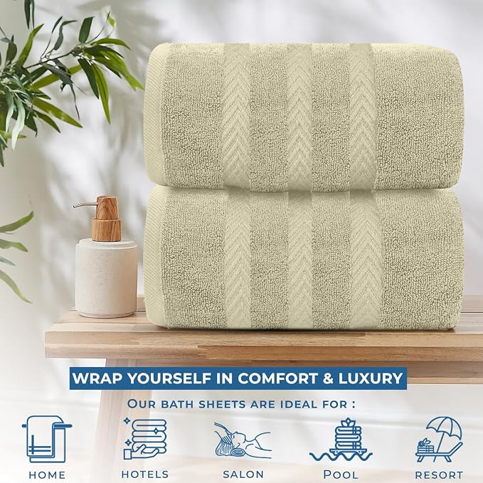 DAN RIVER 2 Pack Luxury Bath Sheets 35x70, 600 GSM, Soft & Quick Dry 100% Ring - Image 3