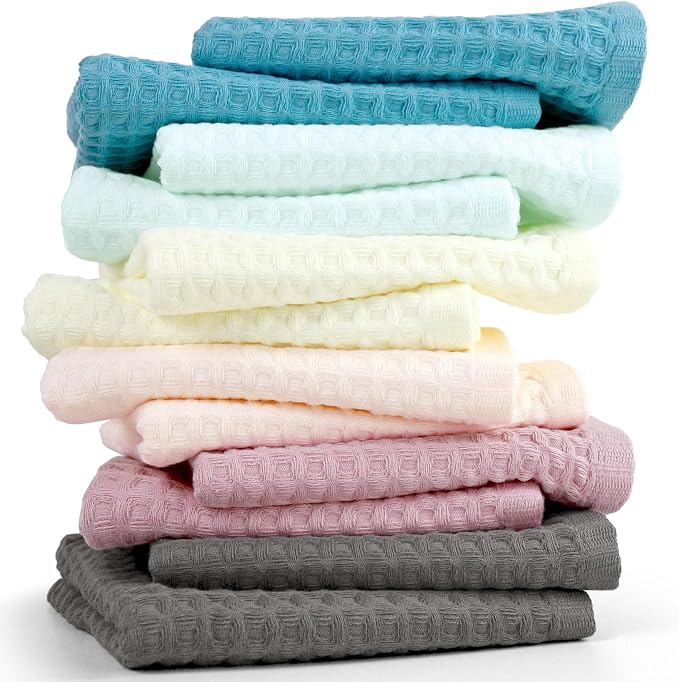 Cleanbear Waffle Wash Cloths Set of 12, Cotton Washcloths - Image 8