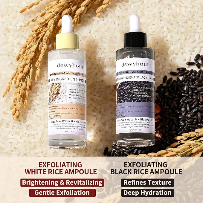dewyhour Exfoliating Black & White Rice Ampoule Duo Set - Image 3