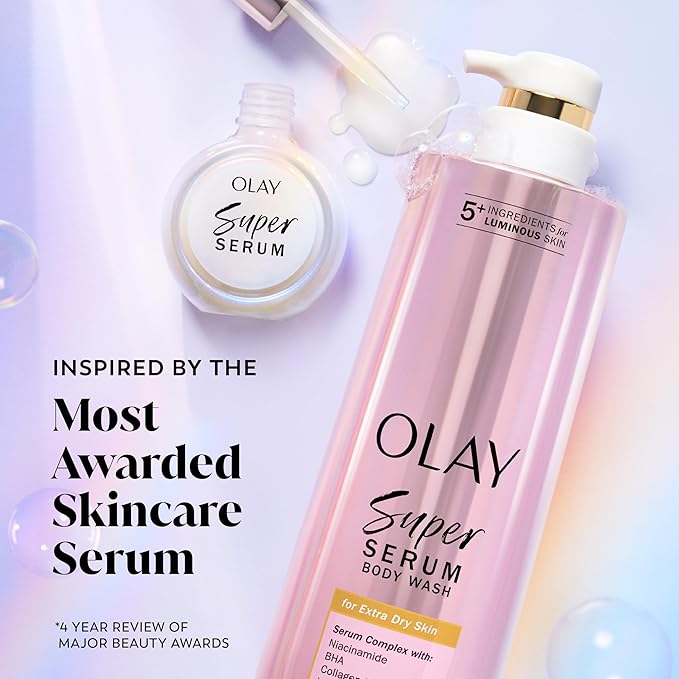 Olay Super Serum Body Wash for Extra Dry Skin, 24hr Long Lasting Hydration - Image 6