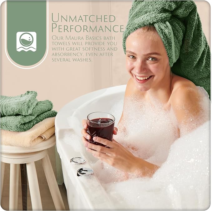 MAURA Basics Performance Bath Towels 100% Turkish Cotton - Image 7