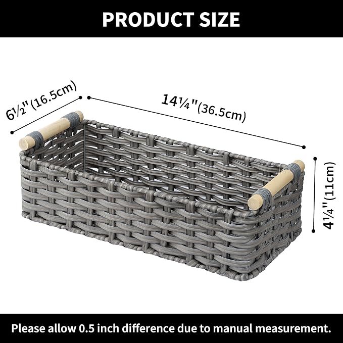 GRANNY SAYS Wicker Baskets for Storage, Wicker Baskets for Shelves, Waterproof - Image 4
