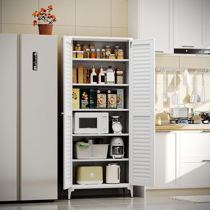 74" H Metal Pantry Cabinet, Kitchen Pantry Storage Cabinets - Image 2