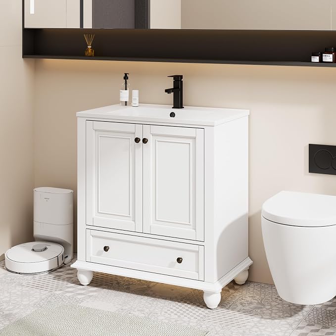 eclife 30" Bathroom Vanity Sink Combo Vintage Style - Image 3