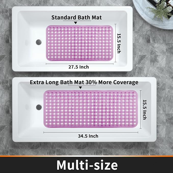 Yimobra Non Slip Bath Mat, Super Strong Suction Cups, 34.5"x15.5"Long Tub Mat - Image 6