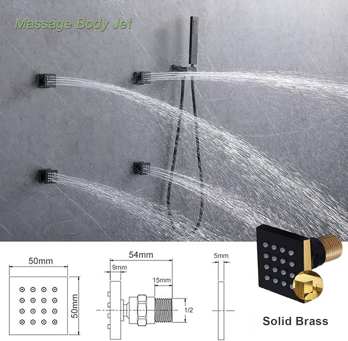 Matte Black Shower System Thermostatic Shower Faucet - Image 7