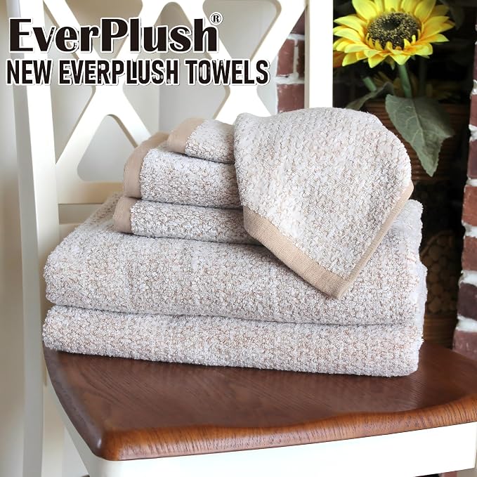 Everplush Diamond Jacquard 6 Pieces Bath Towel Set, Luxury Super Soft Oversized - Image 4