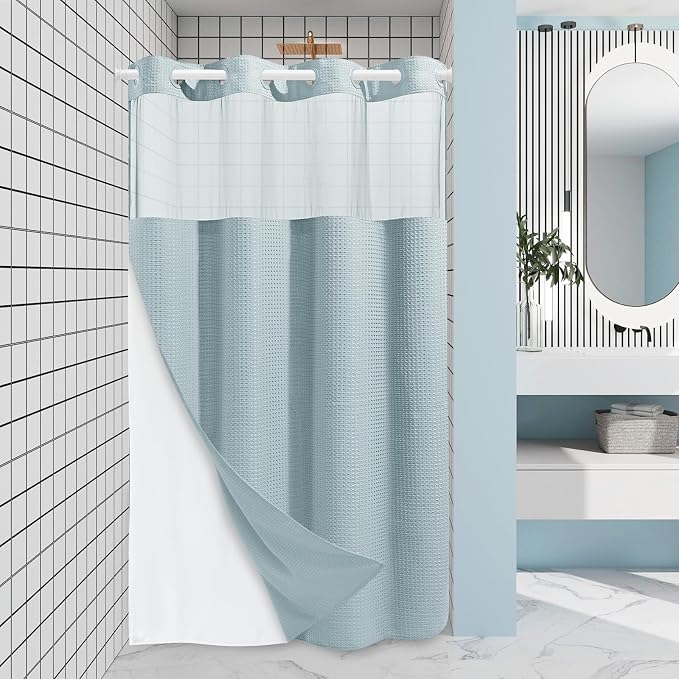 Fog Blue Stall No Hook Shower Curtain by EUTXL