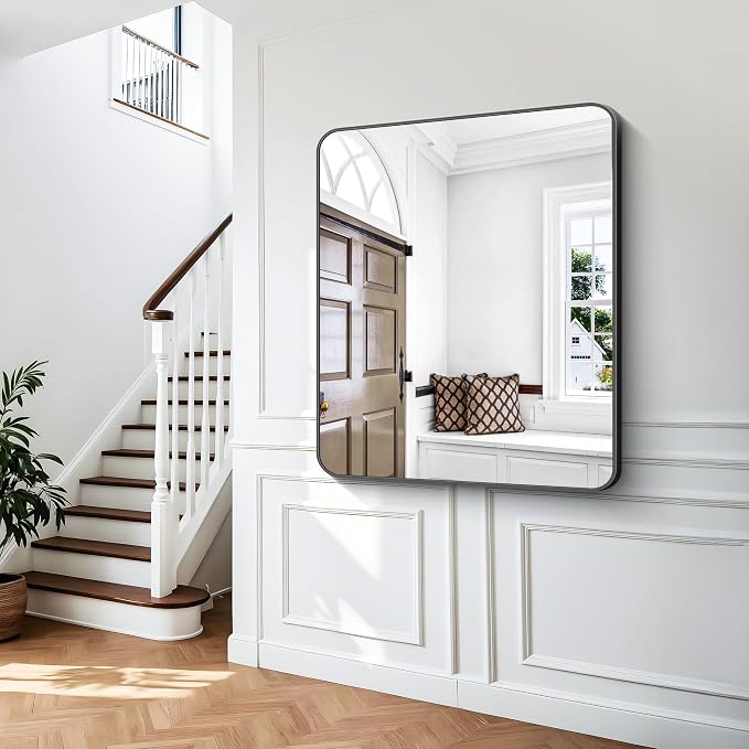 BONEWEI Black Bathroom Mirror, 40x48 inch Wall Mirror - Image 6