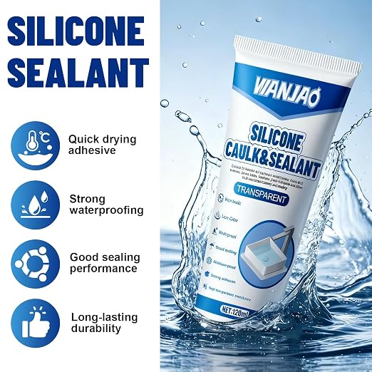 2PCS Clear Caulking Silicone Waterproof, Silicone Sealant Waterproof Clear High - Image 3