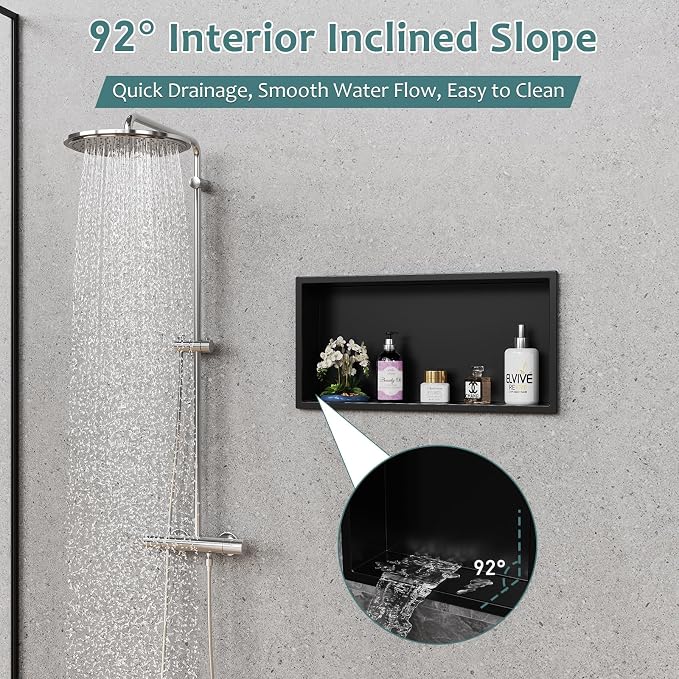 Shower Niche No Tile Needed, Recessed 2-Tier Shelf - Image 4