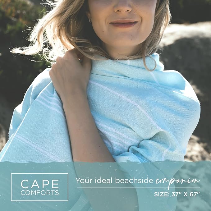 Large Turkish Beach Towel, Classic Mint - Image 2