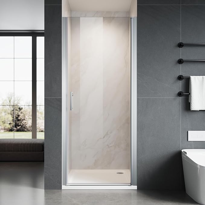 ​UCALAFEE 31.5-33 inch Pivot Shower Door, Semi-Frameless Sliver Bathroom Door by Ucalafee