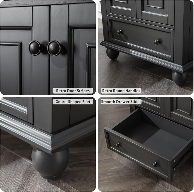 eclife 24" Bathroom Vanity Sink Combo Vintage Style - Image 6