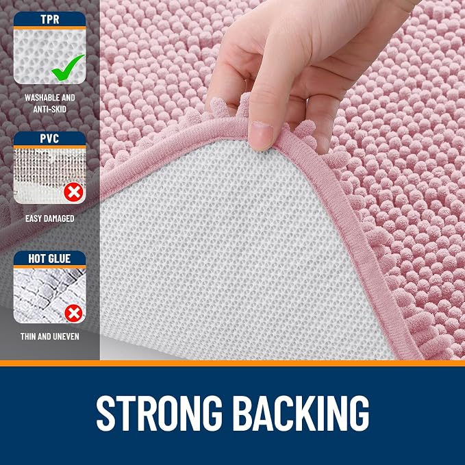 OLANLY Bathroom Rugs 24x16, Extra Soft Absorbent Chenille Bath Rugs, Rubber - Image 6
