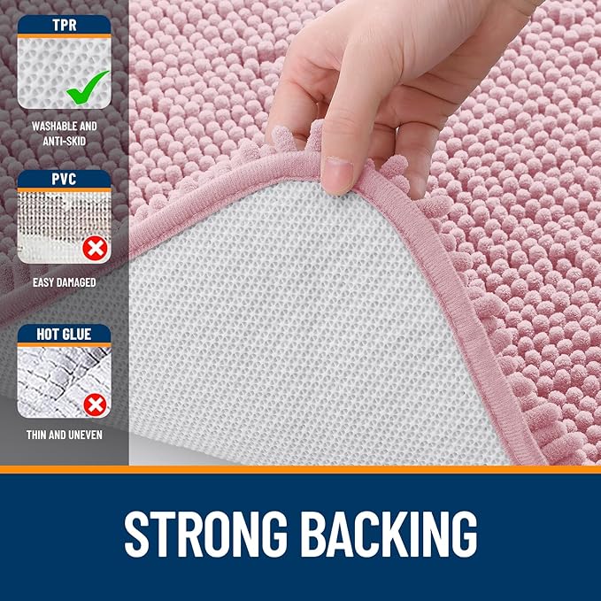 OLANLY Bathroom Rugs 30x20, Extra Soft Absorbent Chenille Bath Rugs, Rubber - Image 6