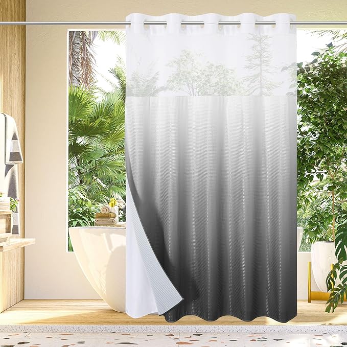 Gibelle No Hook Waffle Weave Shower Curtain by Gibelle