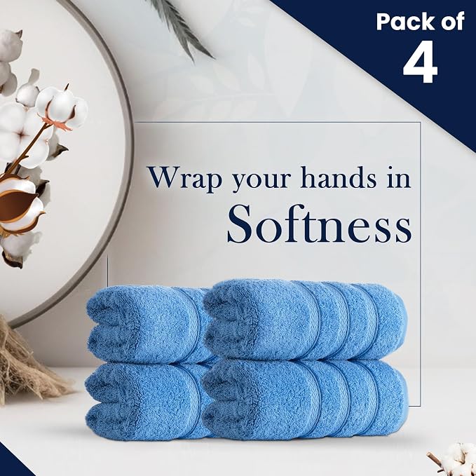 HALLEY Turkish 4 Pack Premium Hand Towels 650 GSM Highly Absorbent Super Soft - Image 2