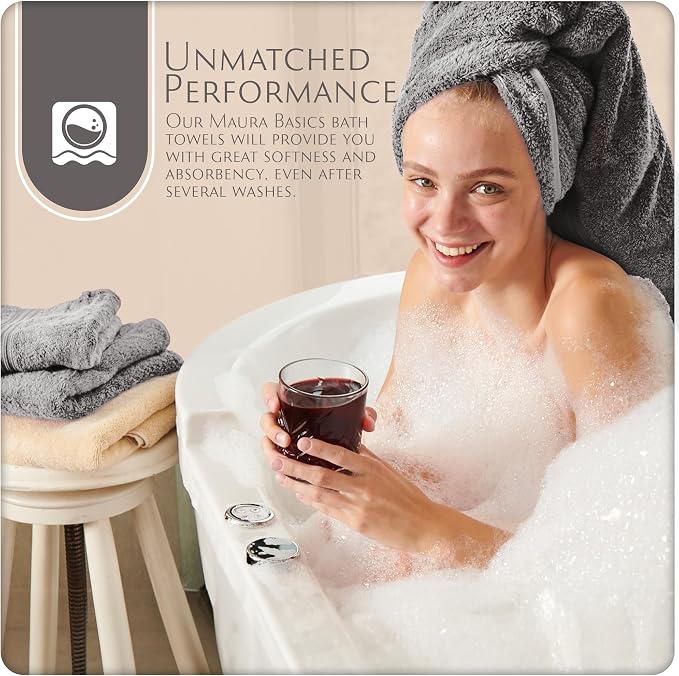 MAURA Basics Performance Bath Towels 100% Turkish Cotton - Image 5