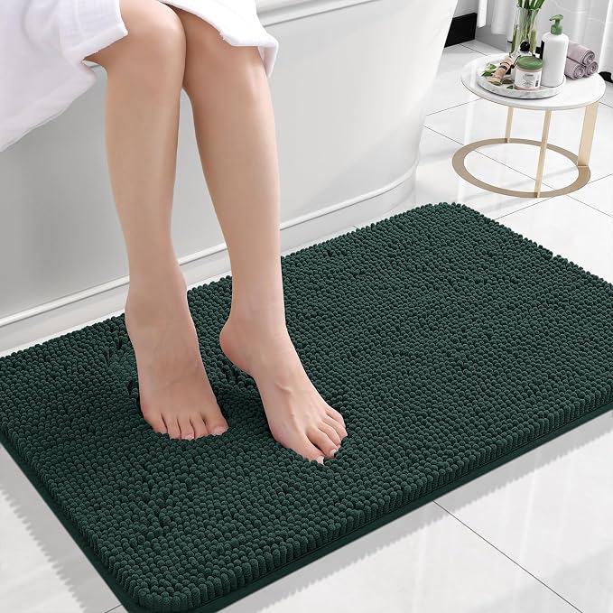 OLANLY Bathroom Rugs 24x16, Extra Soft Absorbent Chenille Bath Rugs, Rubber by OLANLY