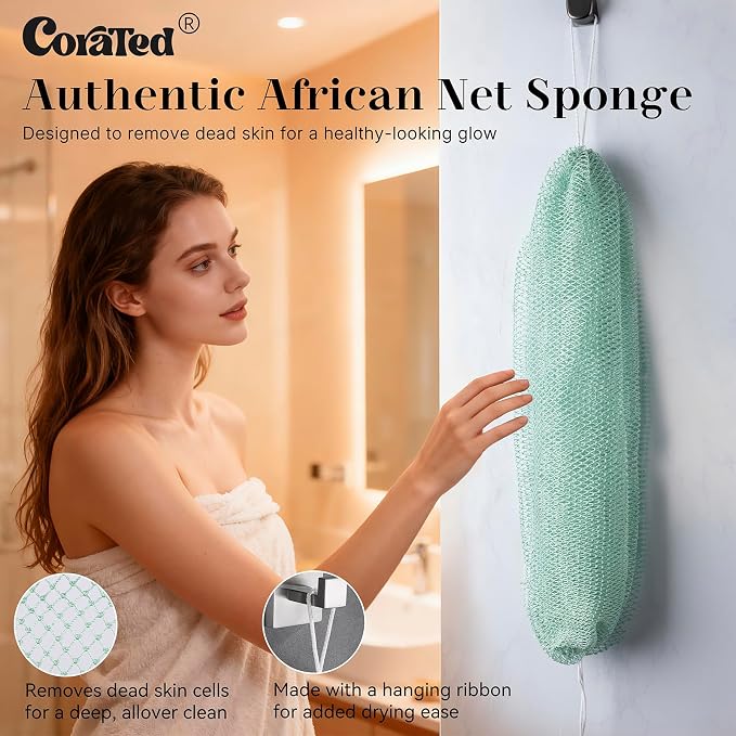 CORATED African Net Sponge Authentic, Shower Loofah Exfoliating Bath Sponge - Image 2
