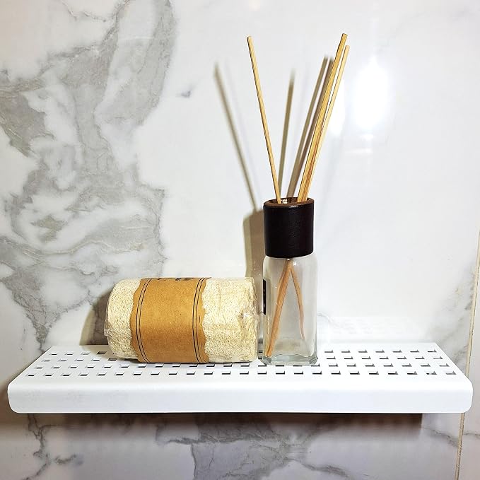 SereneDrains Stainless Steel Matte White Shower Shelf - Image 2