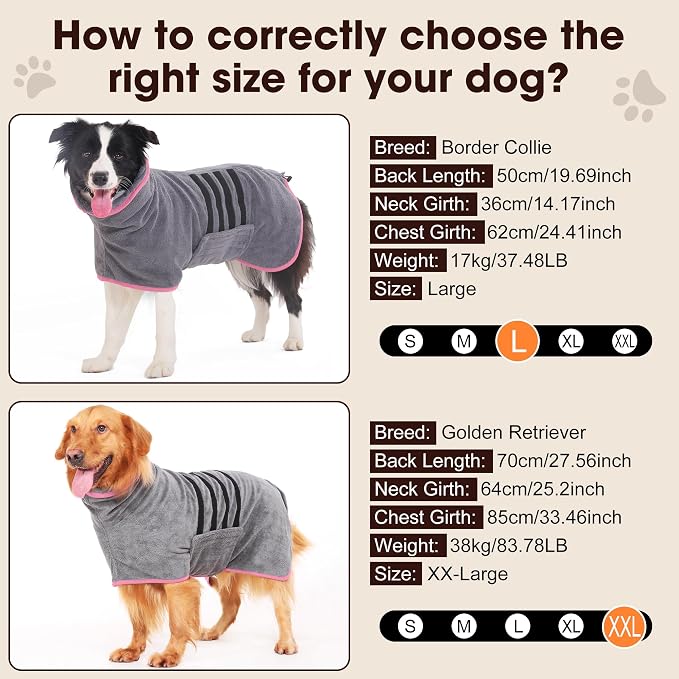 Microfibre Dog Bathrobe Towel Wrap Super Absorbent Dog Drying Coat Bath Robe - Image 5