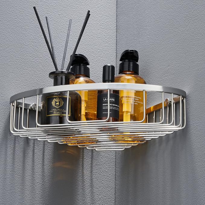 Bathroom Corner Shower Caddy Organizer, Corner-Hollow Design, SUS304 Stainless by Segistan