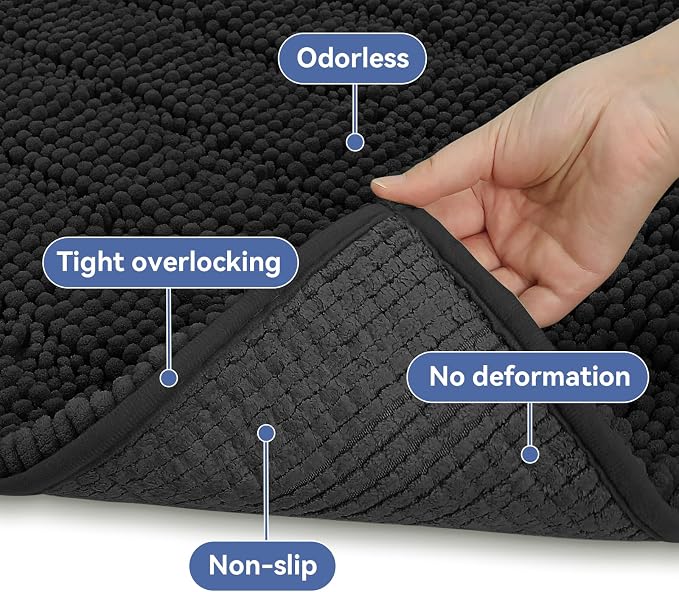 Bcoimo 44"×24" Chenille Bath Mat – Non-Slip - Image 5