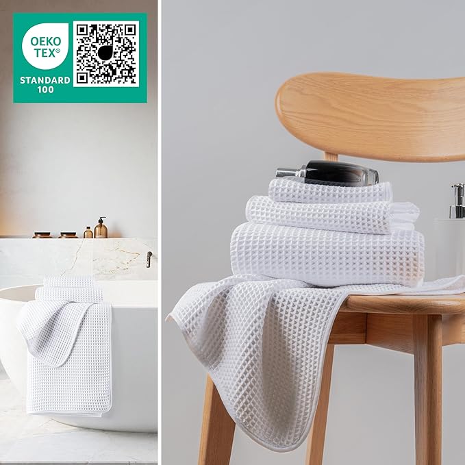 New Microfiber Waffle Bath Towels, 3 Pieces, Fast Drying, Lint Free, Includes - Image 4