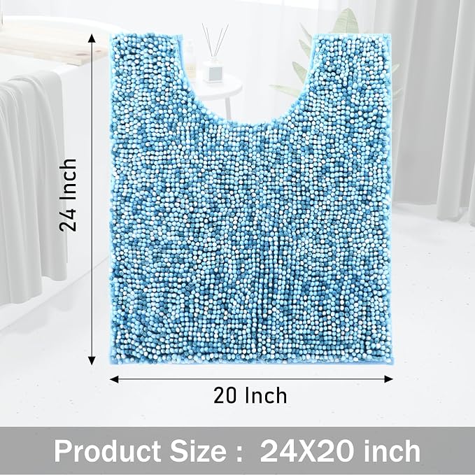 Yimobra Luxury Chenille U-Shaped Toilet Rug, Super Soft Shaggy Contour Bath Mat - Image 2