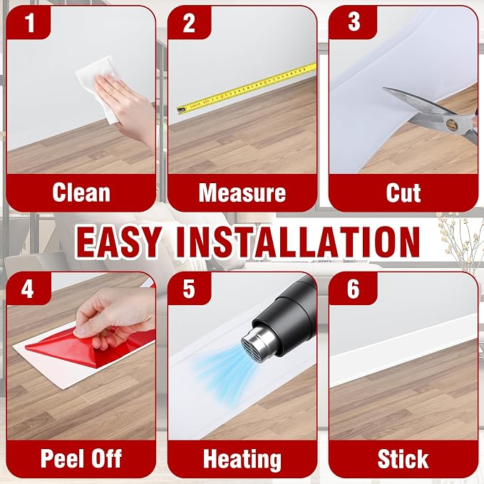 Vinyl Baseboard Molding Trim 3 Inch x 200 Feet Peel and Stick Baseboard Trim - Image 6