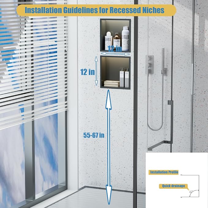 Stainless Steel Lighted Niche for Shower Storage, Bathroom Niches - Image 4
