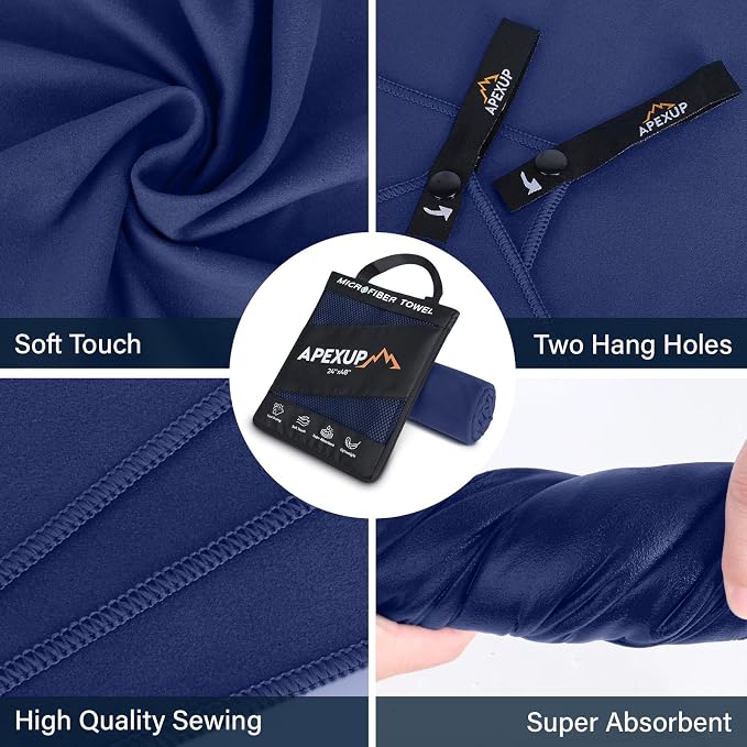 APEXUP Microfiber Travel Towel, Ultra Absorbent Quick Dry Towels, Lightweight - Image 3