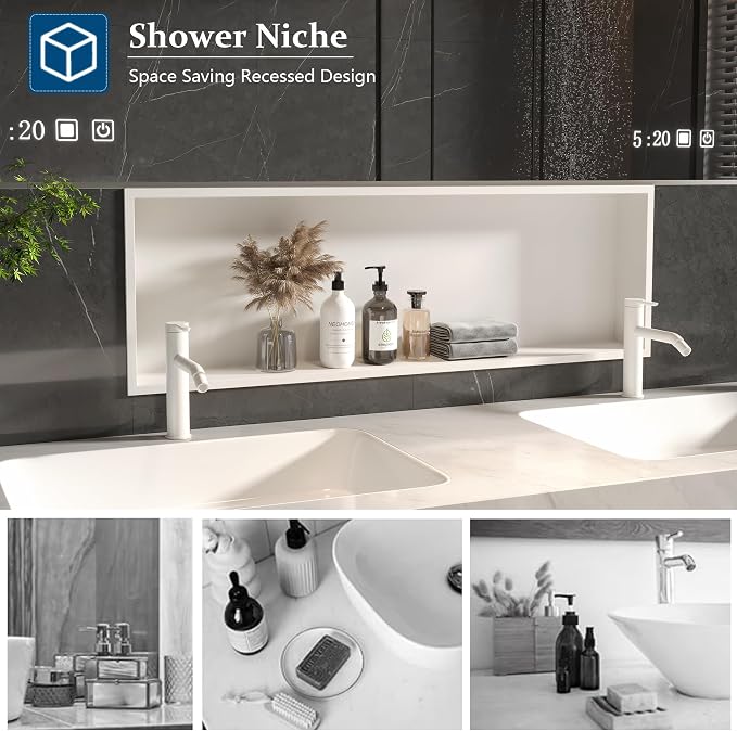 Neodrain 36X12 Inch Recessed Shower Niche, Bathroom Storage Organizer in Wall - Image 5