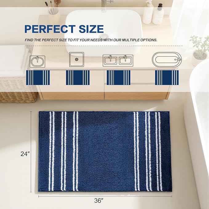 Kmson Bathroom Rugs Mat, Non-Slip Fluffy Thick Water Absorbent Microfiber Mat - Image 2