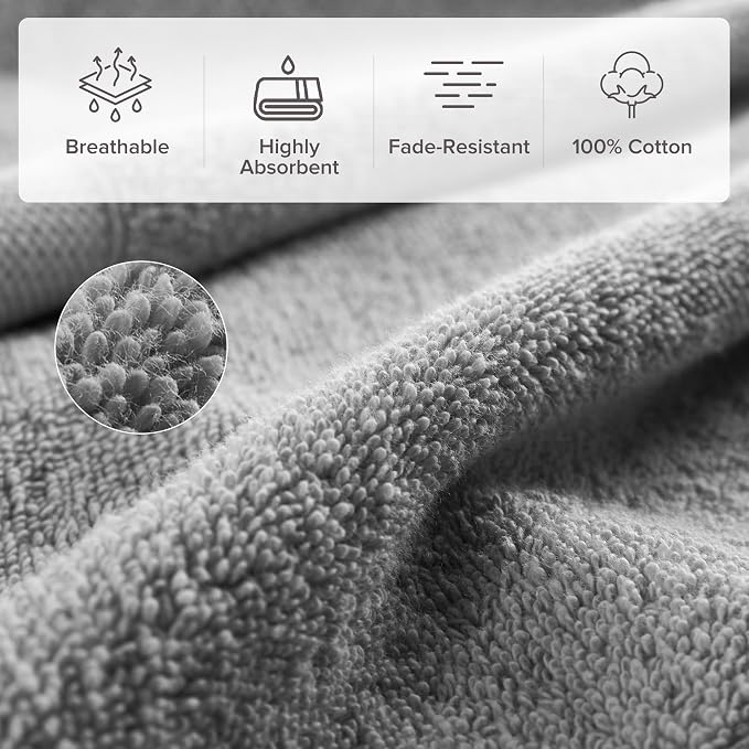 Comfort Spaces Turkish Bathroom Towel Set 6 Piece Luxury Bath Towel Set 2 Hand - Image 2