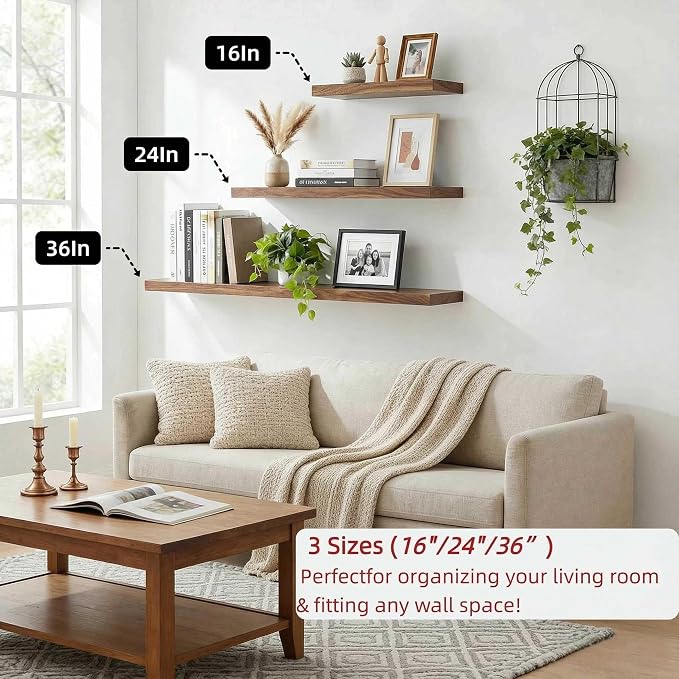 SAUMONIERES Floating Shelves Wall Shelf Solid Wood - Image 6