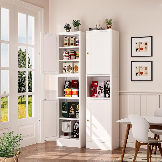 Tall Narrow Storage Cabinet, Metal Pantry Cabinet - Image 4