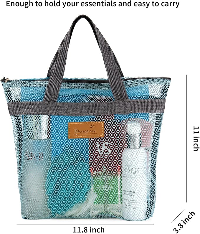 Mesh Shower Caddy Bag Portable Hanging Toiletry and Bath Organizer - Image 5