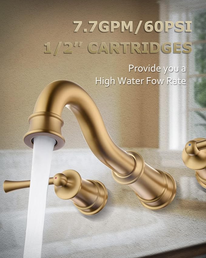 Roman Bathtub Faucet Wall Mount Widespread Tub Filler - Image 6