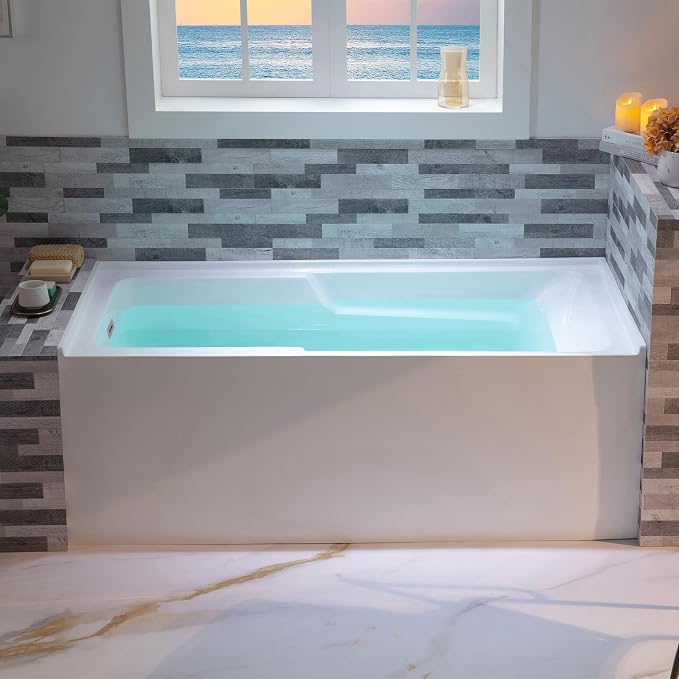 WOODBRIDGE 54" Acrylic Rectangular Alcove Soaking Bathtub in White - Image 10