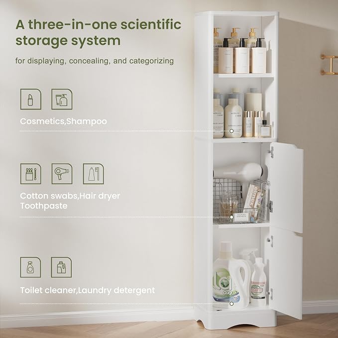 67" Tall Bathroom Organizer and Storage, Narrow Storage Cabinet - Image 5