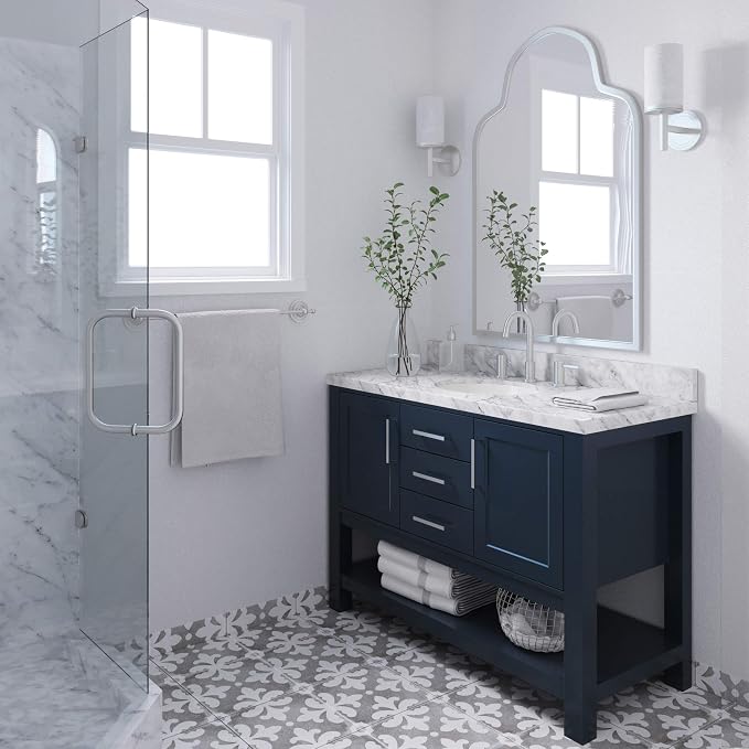 ARIEL 48" Midnight Blue Bathroom Vanity Base Cabinet, 2 Soft Closing Doors and - Image 2