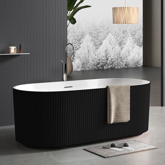 67" Freestanding Bathtub, Deep Soaking Tub by IDEALHOUSE