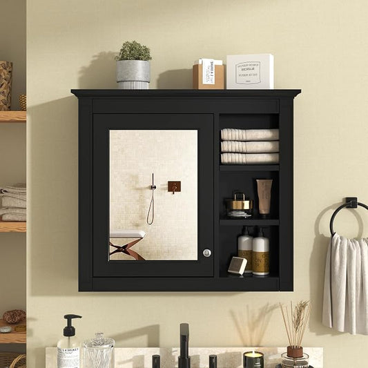30'' x 28'' Black Medicine Cabinet, Wall Mounted Bathroom Storage Cabinet by THINK30