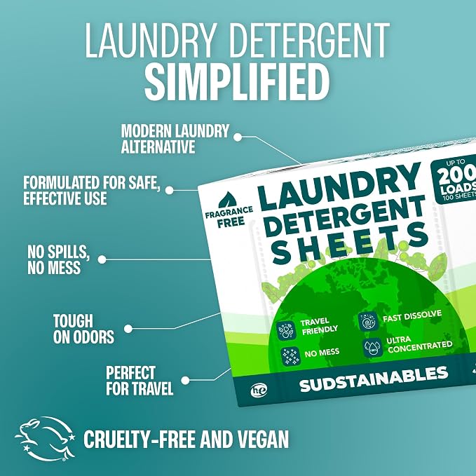 Sudstainables Laundry Detergent Sheets 200 Loads – Dissolvable Laundry Sheet - Image 7