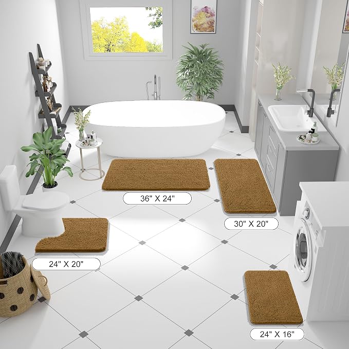 OLANLY Bathroom Rugs 36x24, Extra Soft Absorbent Chenille Bath Rugs, Rubber - Image 3